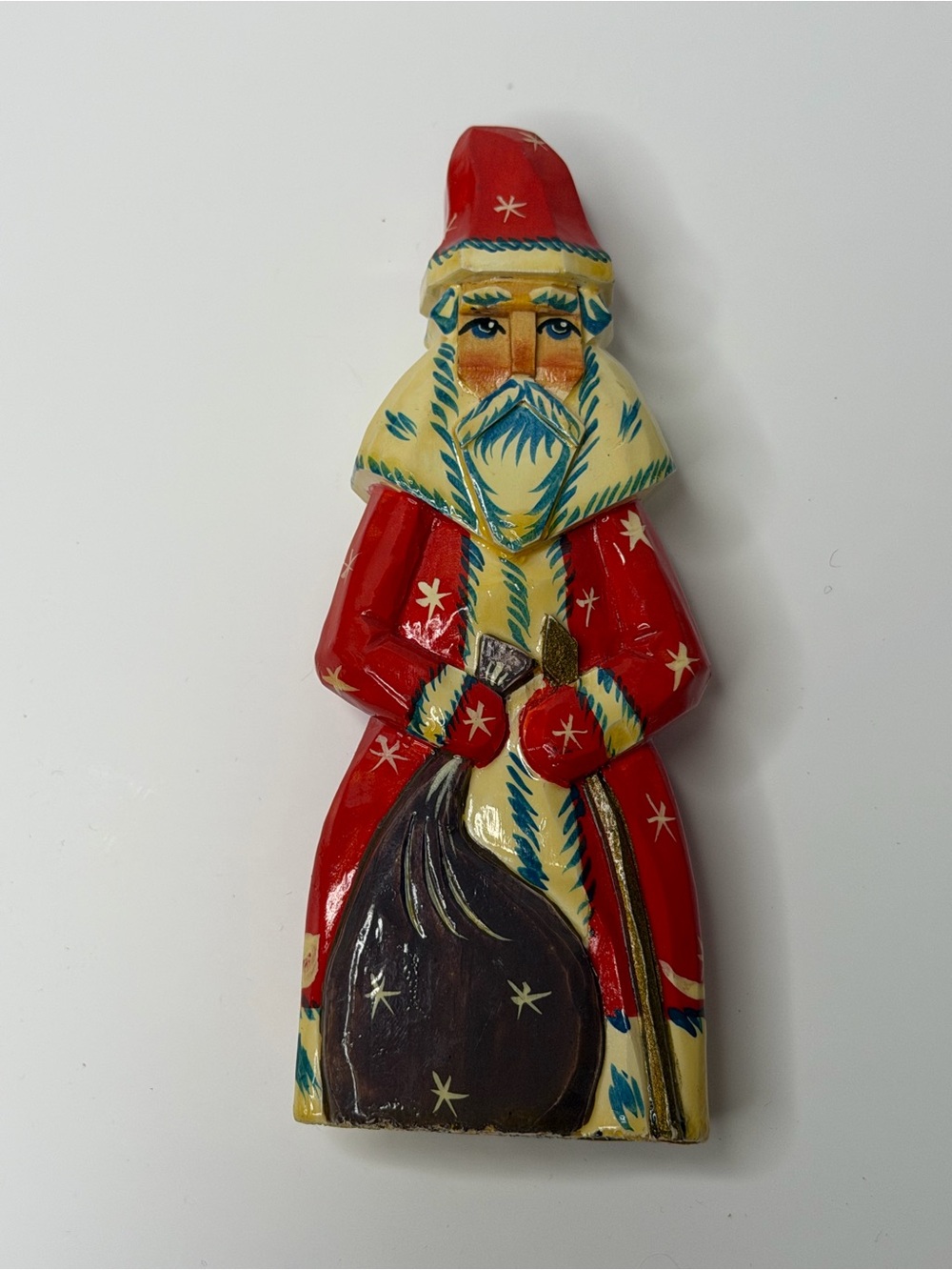 VTG Russian Wood Carved Painted Sergiev Posad Ded Moroz Santa Figurine 5.5”